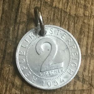 Jewelry - 1954 Austria 2 Groschen Coin Charm Jewelry - 1954 Austria 2 Groschen Coin Charm